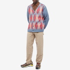 LMC Men's Classic Argyle Brushed Cardigan in Vintage Blue