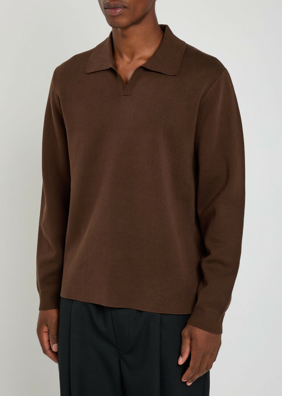 Wax London Carter Cotton-blend Polo Jumper Brown
