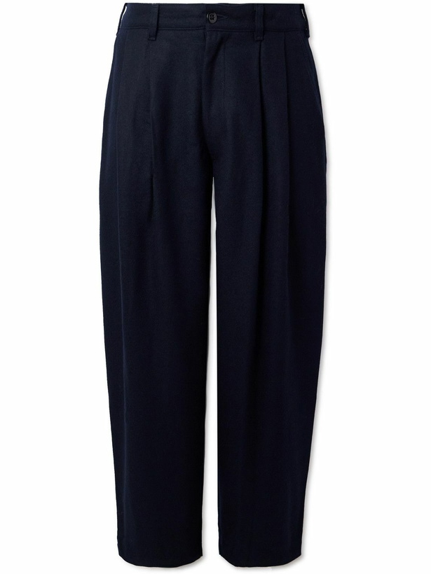 Photo: Monitaly - Easy Pleated Wool-Blend Flannel Suit Trousers - Blue