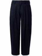 Monitaly - Easy Pleated Wool-Blend Flannel Suit Trousers - Blue
