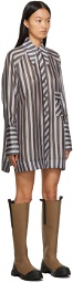 GANNI Grey & White Lightweight Stripe Mini Dress