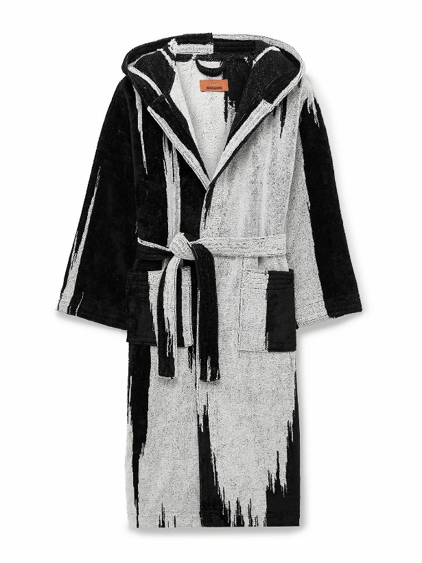 Photo: Missoni Home - Skunk Belted Cotton-Terry Hooded Robe - Black