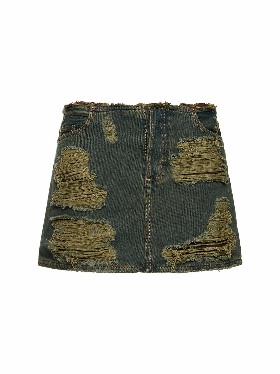 ACNE STUDIOS - Distressed Denim Mini Skirt Acne Studios
