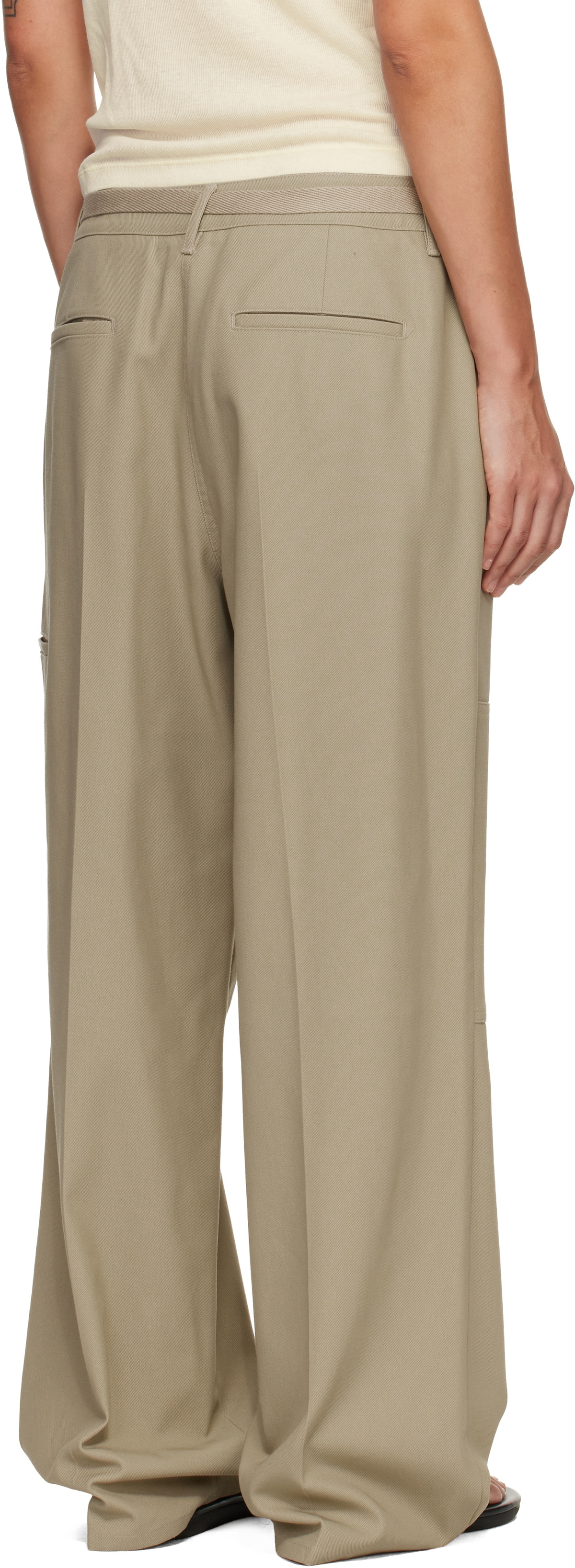 LE17SEPTEMBRE Beige Twill Paneled Trousers