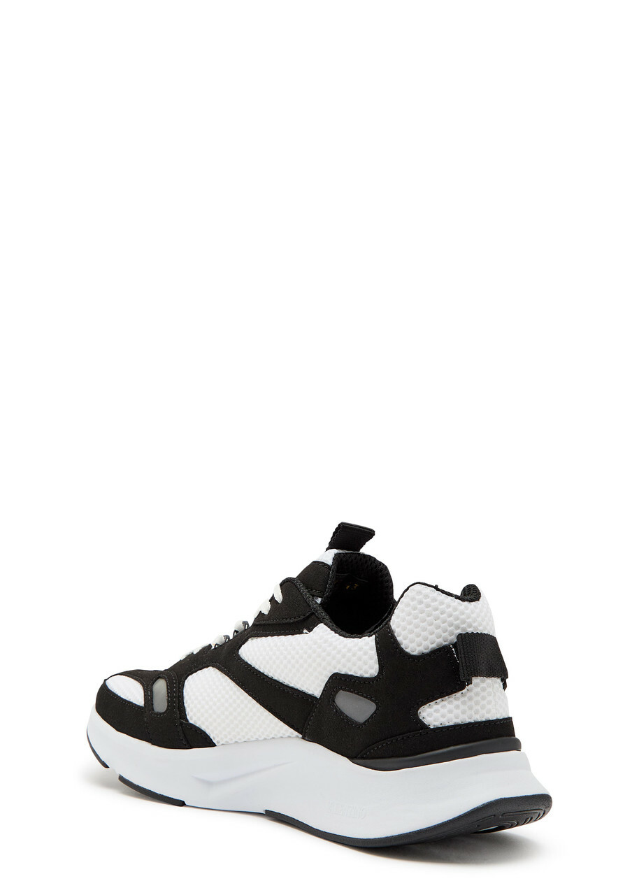 Valentino Garavani Demivee Panelled Mesh and Suede Sneakers Black And White