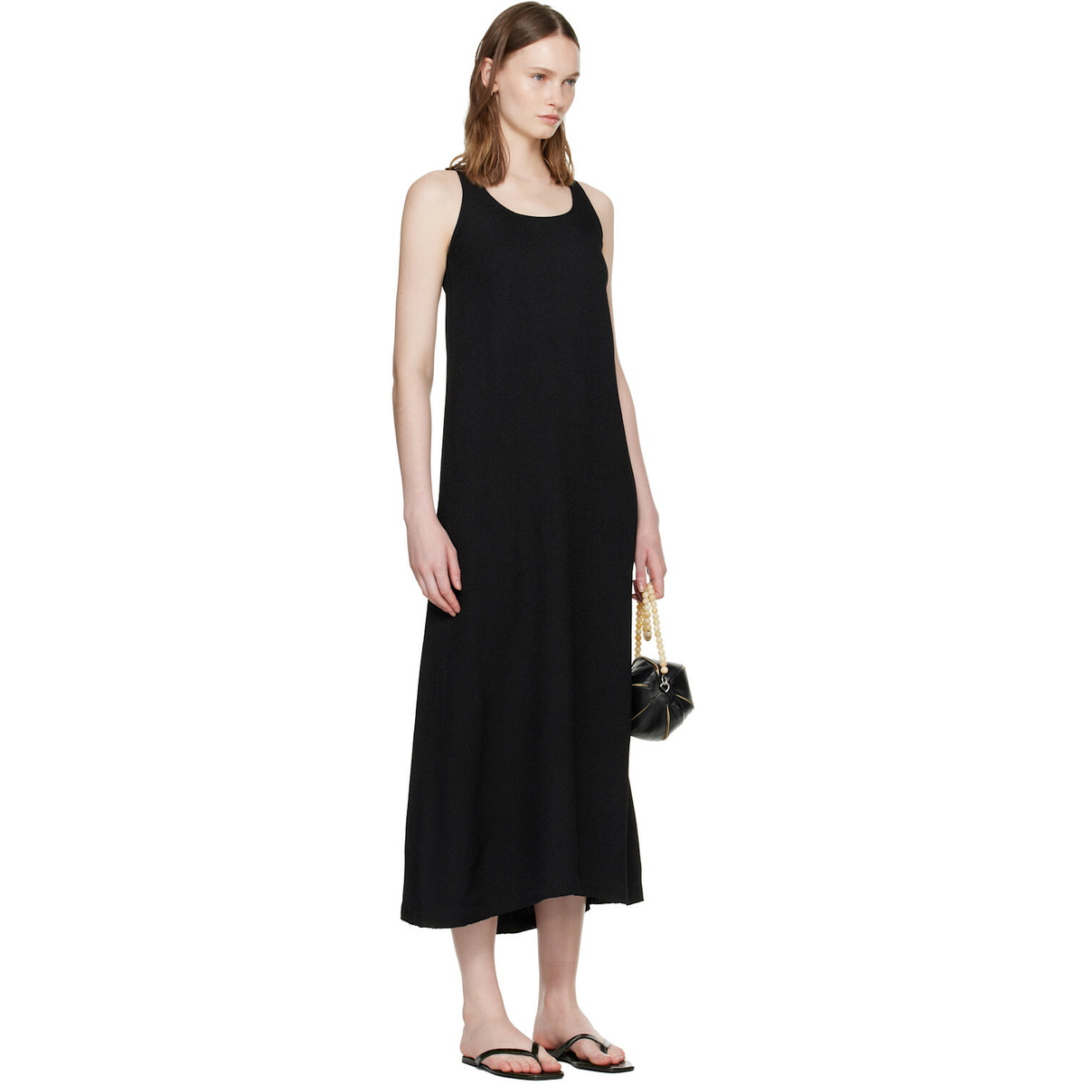 TOTEME Black Scoop-Neck Sablé Maxi Dress