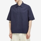 MHL by Margaret Howell Men's Offset Plackett Polo Shirt in Ink