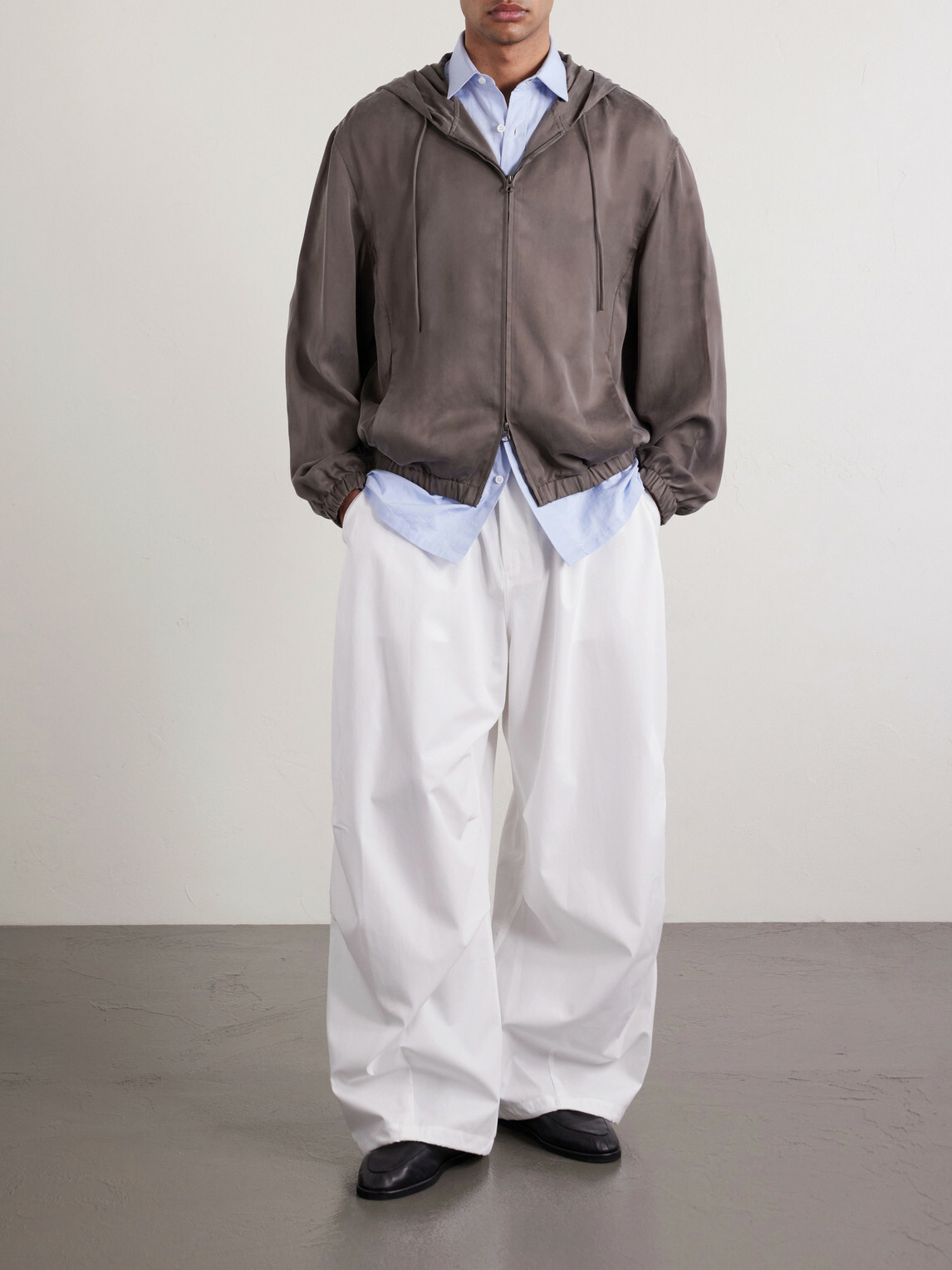Amomento - Satin Hooded Jacket - Brown