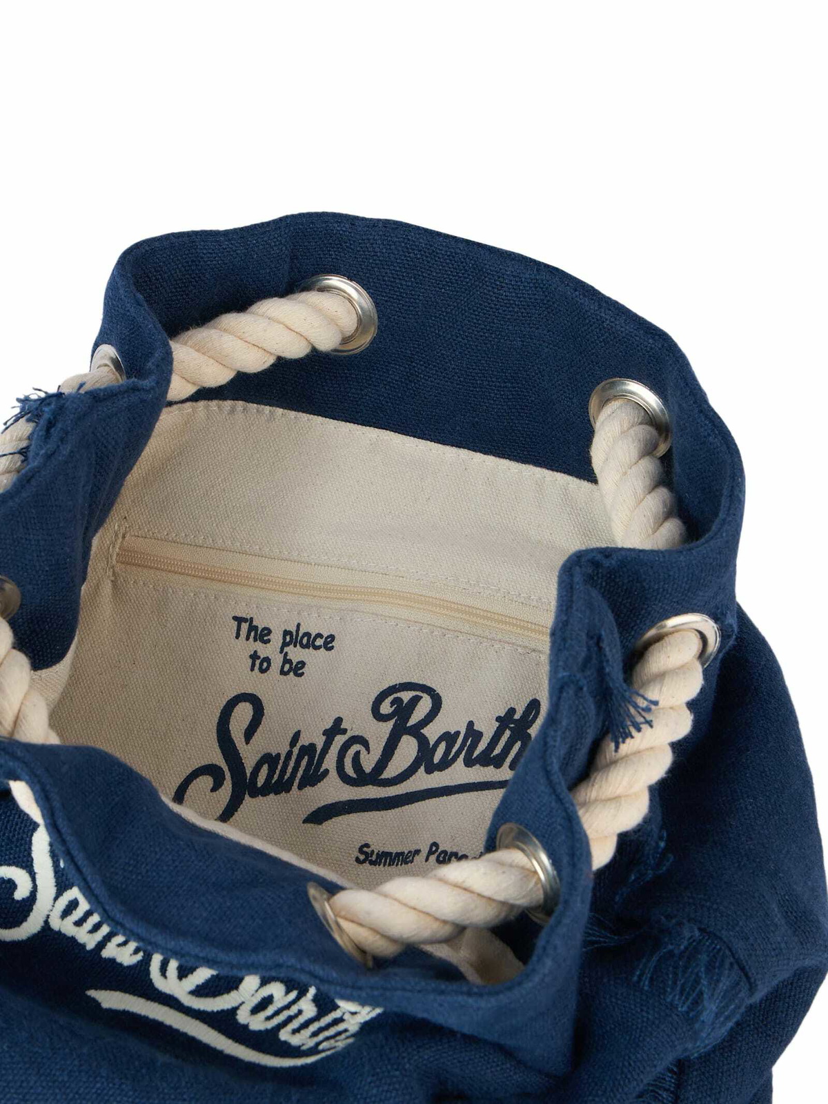 MC2 Saint Barth Blue Boat Linen Backpack