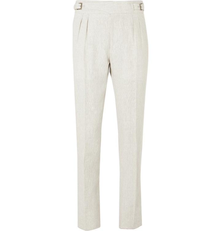 Photo: Anderson & Sheppard - Pleated Linen Trousers - Neutrals