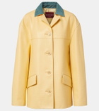 Gucci Logo corduroy-trimmed leather jacket