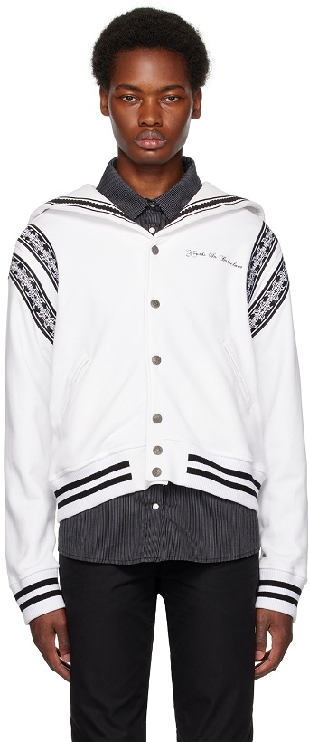 Photo: Youths in Balaclava White Embroidered Bomber Jacket