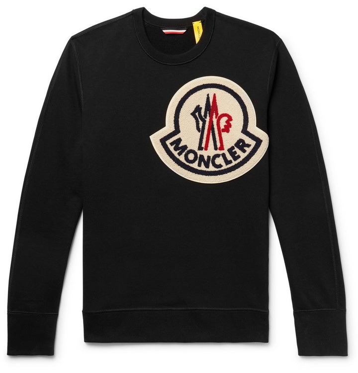 Photo: Moncler Genius - 2 Moncler 1952 Logo-Appliquéd Loopback Cotton-Jersey Sweatshirt - Black