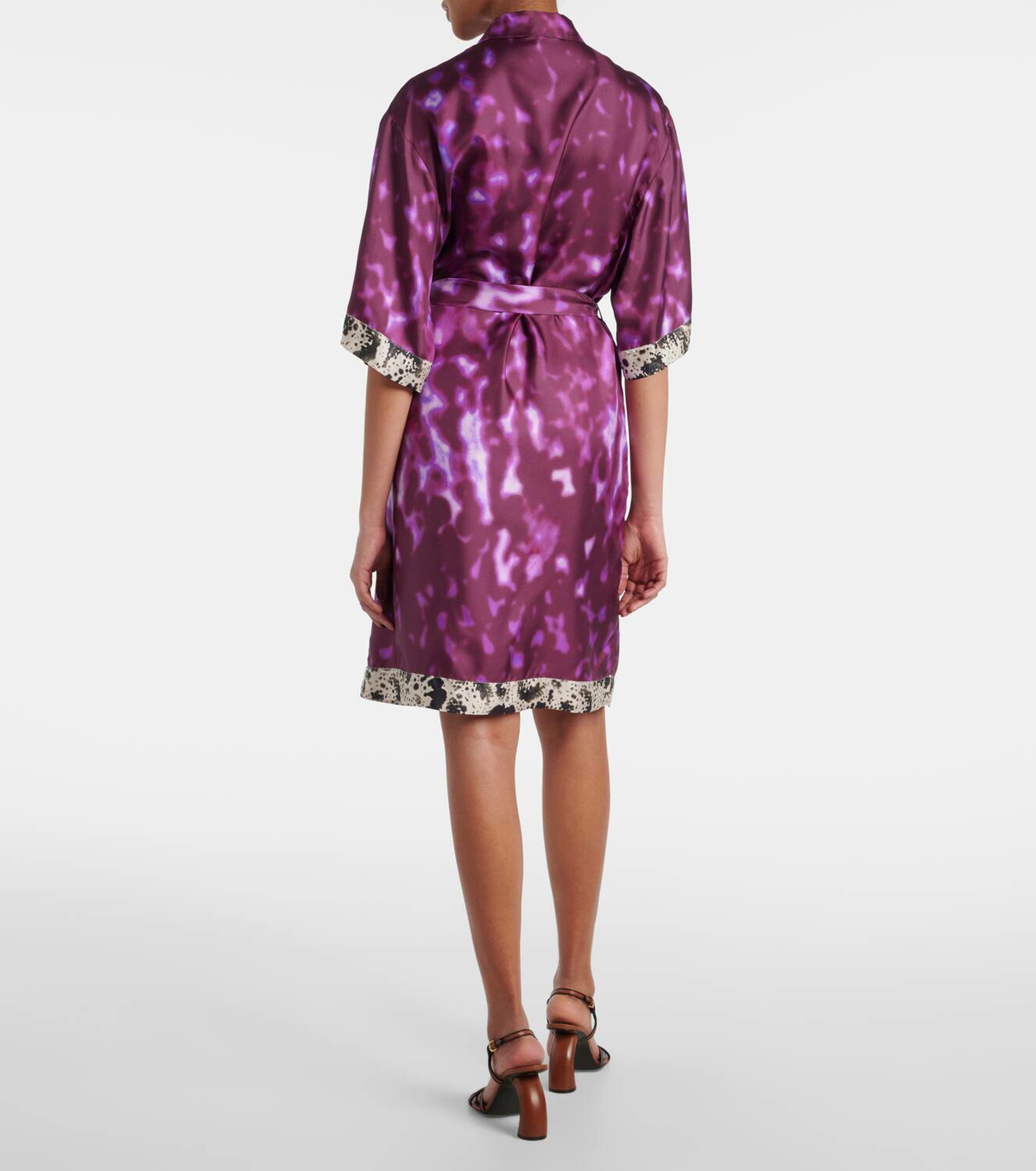 Dries Van Noten Belted printed silk shirt dress