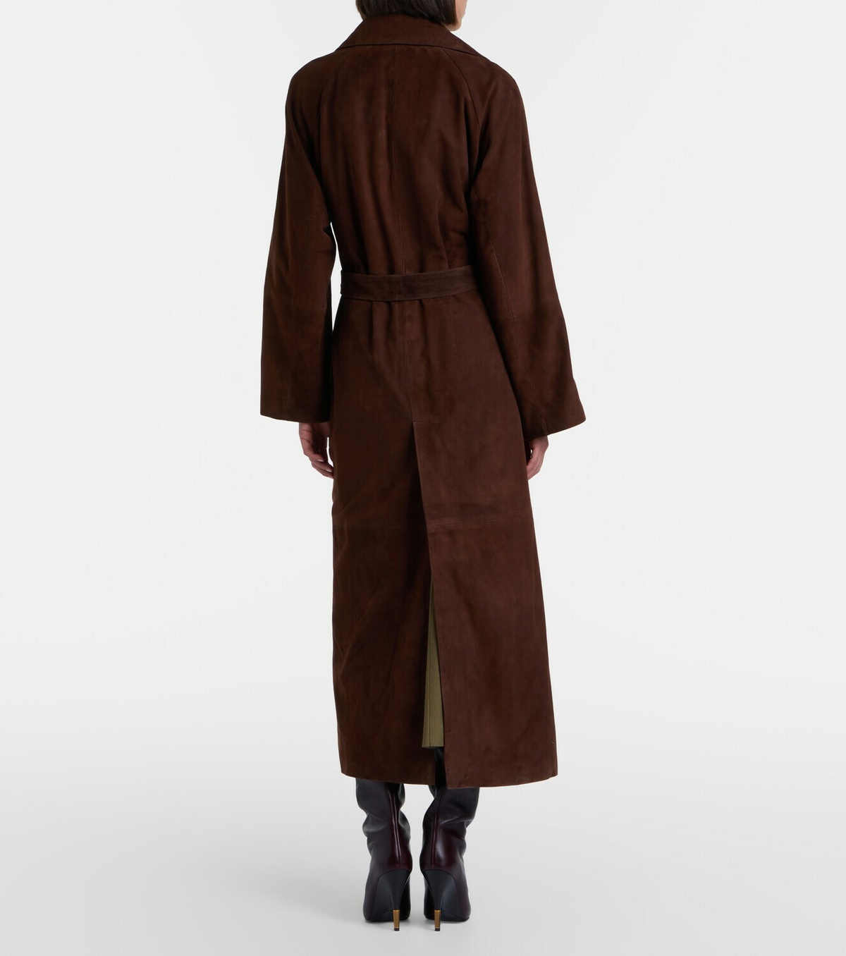Nour Hammour Althea suede wrap coat