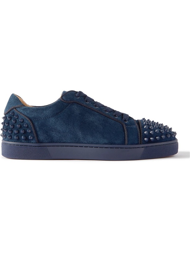 Photo: Christian Louboutin - Seavaste 2 Orlato Studded Suede Sneakers - Blue
