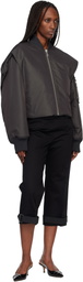 Jean Paul Gaultier Gray Hidden Hood Detail Bomber Jacket