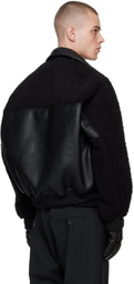 Random Identities Black Faux-Shearling & Faux-Leather Bomber Jacket