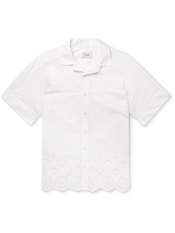 Photo: ERDEM - Convertible-Collar Broderie Anglaise Cotton-Poplin Shirt - White