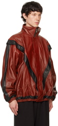 doublet Red & Black Leather Track Jacket