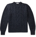 Inis Meáin - Flecked Cable-Knit Merino Wool and Cashmere-Blend Aran Sweater - Blue