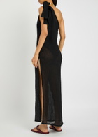 Lisa Marie Fernandez One Shoulder Fine-knit Maxi Sarong Dress Black