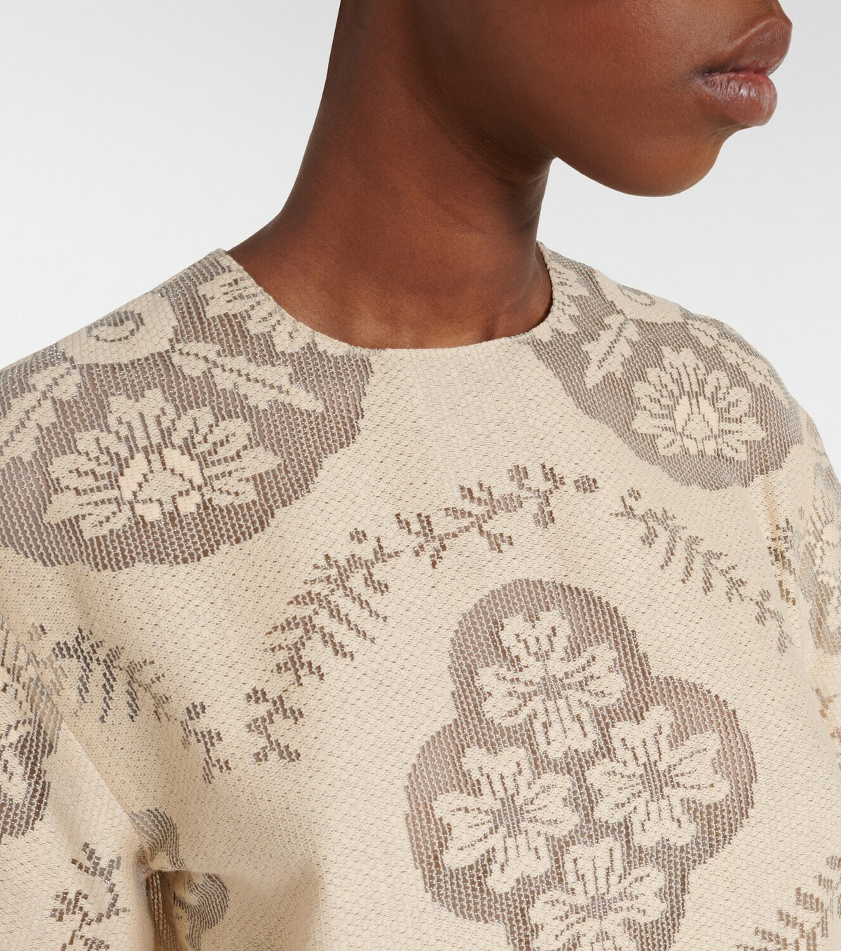 Valentino Floral knitted cotton-blend top