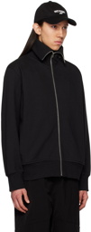 We11done Black High Neck Zip Up Sweater