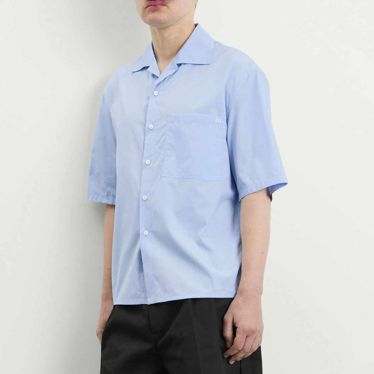 Jil Sander Men's Boxy Fit Short Sleeve Shirt in Powder Blue