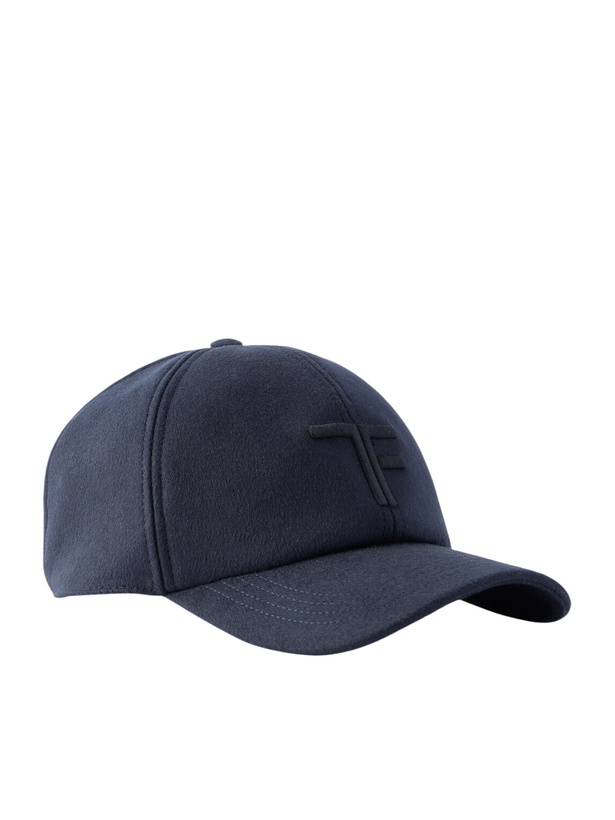 Photo: TOM FORD - Leather-Trimmed Logo-Embroidered Cashmere Baseball Cap - Blue