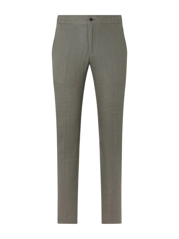 Photo: Kiton - Tapered Linen Trousers - Green