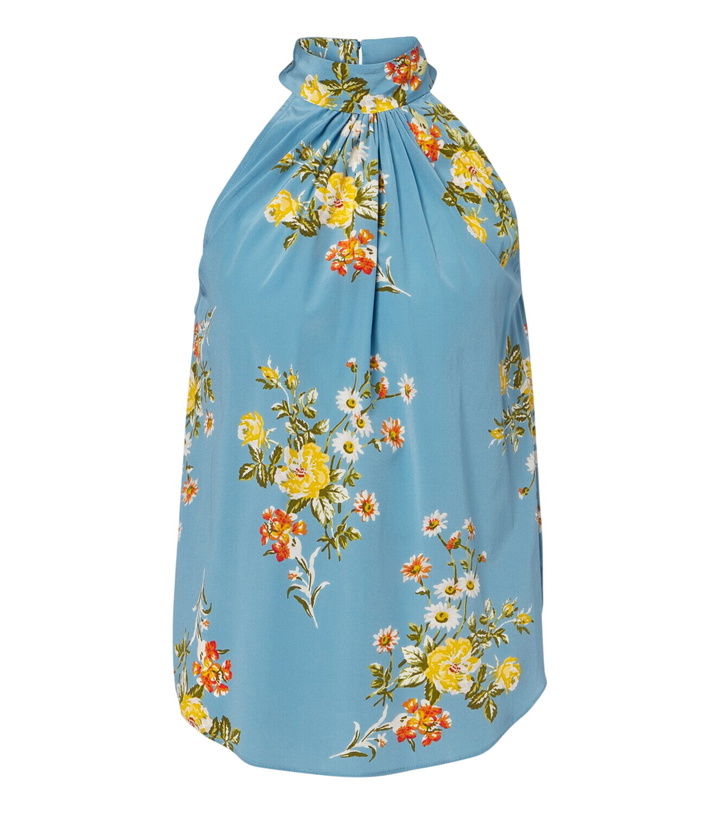 Photo: Veronica Beard Kovi floral halterneck silk-blend top