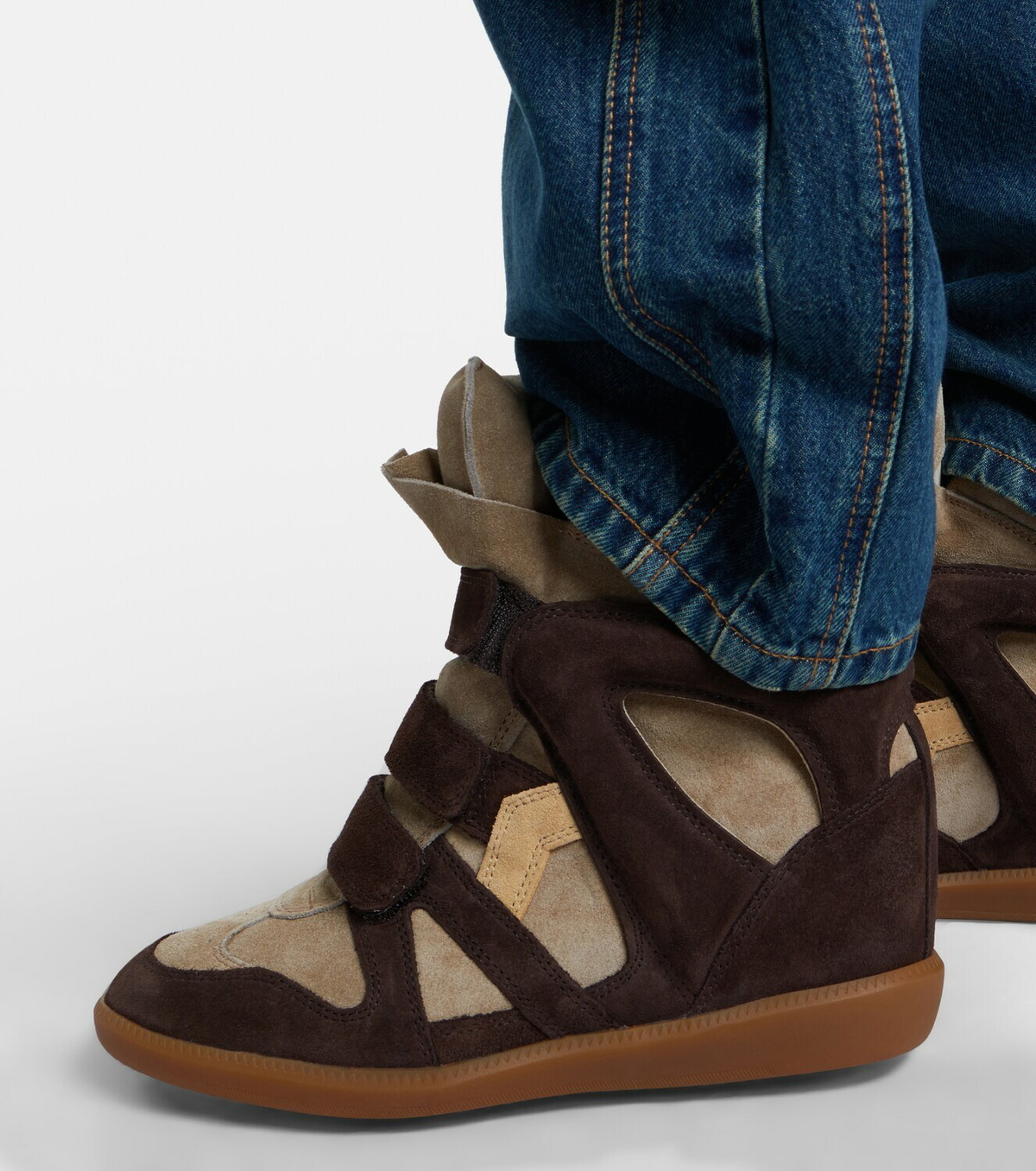 Isabel Marant Bekett leather and suede wedge sneakers