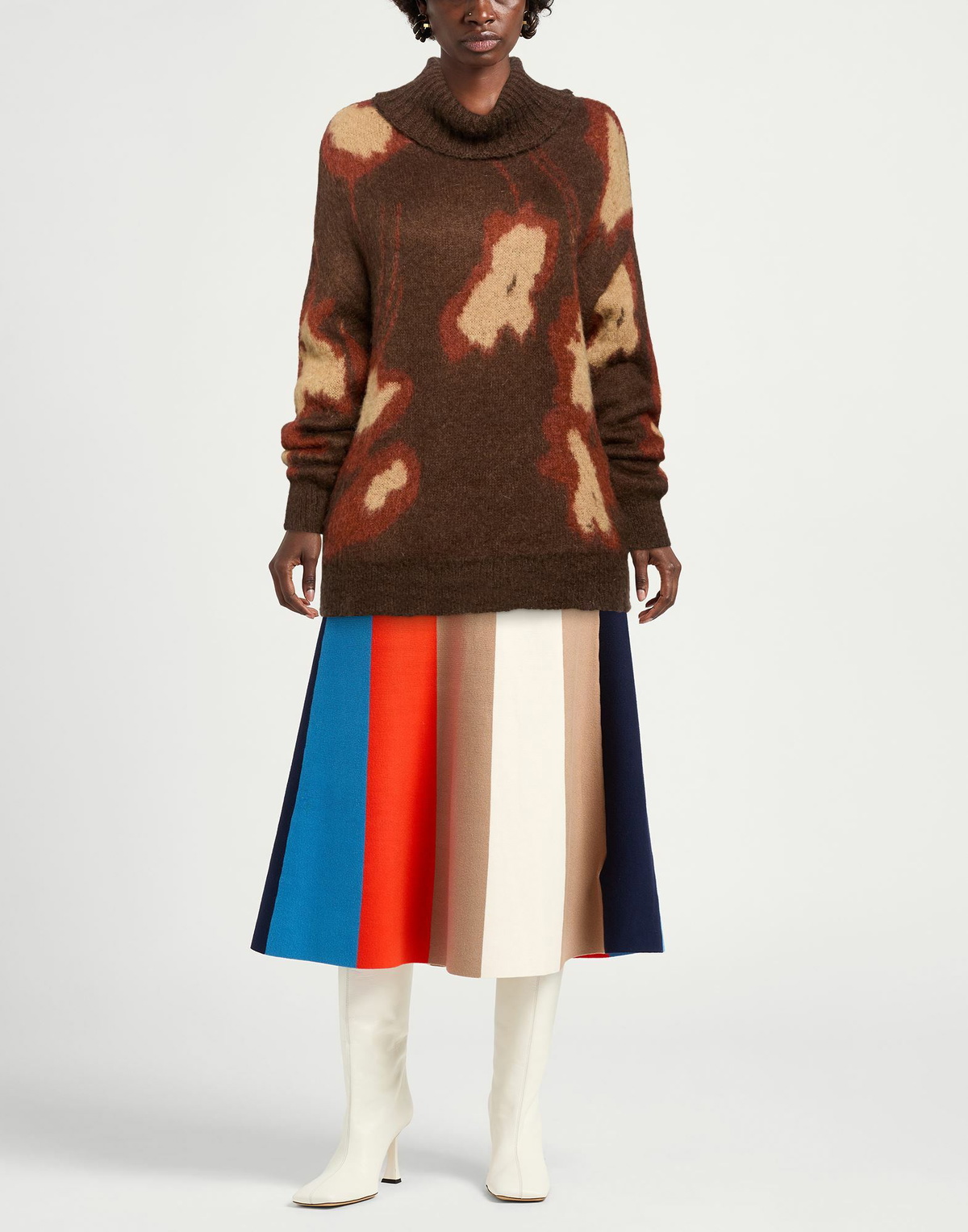 Manila Grace Womens Turtleneck in Brown
