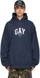 Balenciaga Navy 'Pride' Boxy Hoodie