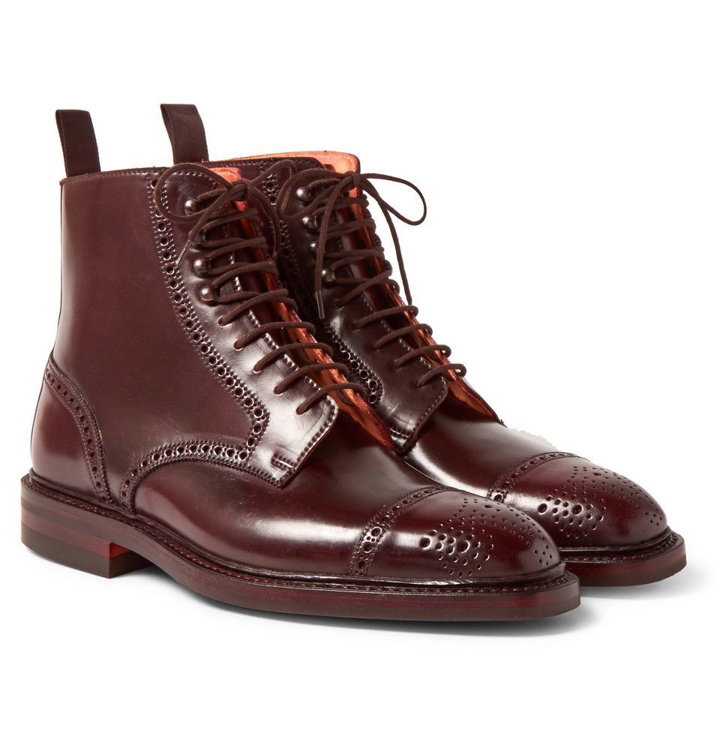 Photo: George Cleverley - Toby Cap-Toe Horween Shell Cordovan Leather Brogue Boots - Men - Burgundy