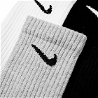 Nike Men's Cotton Cushion Crew Sock - 3 Pack in White/Grey/Black