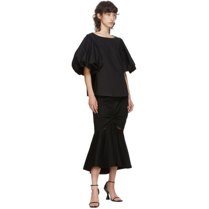 Edit Black Balloon Sleeve Top
