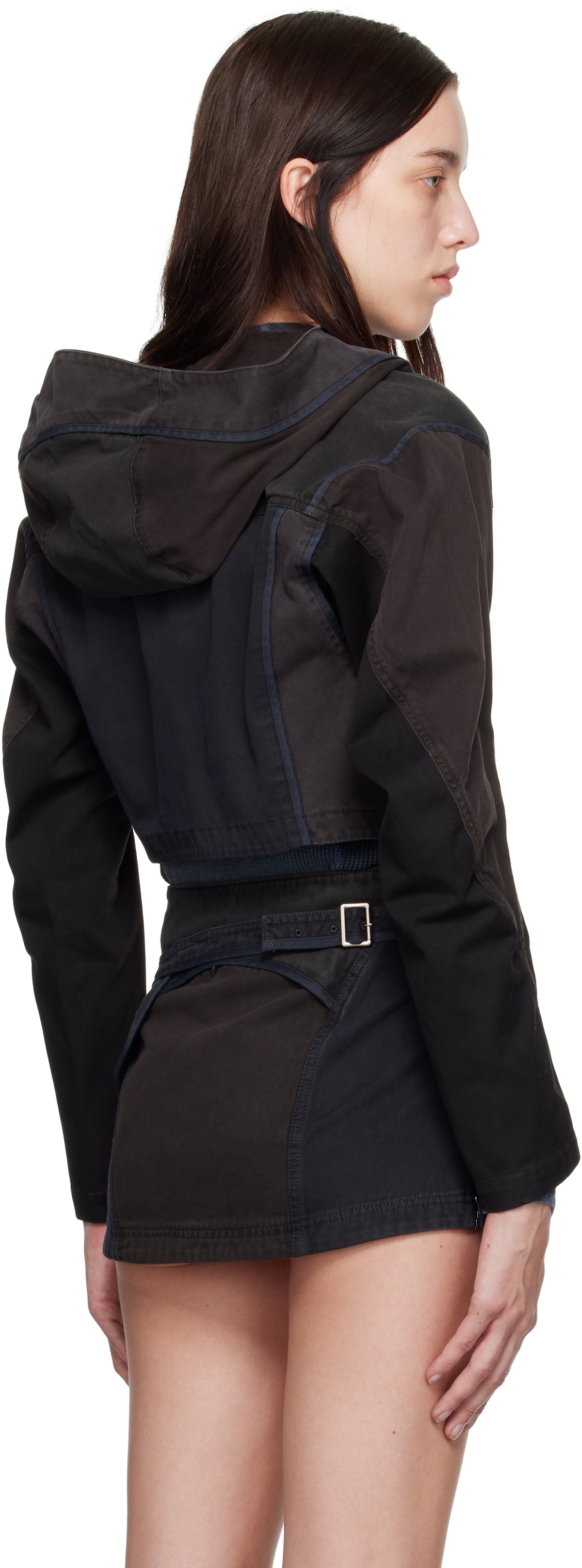 HYEIN SEO Black & Gray Patchwork Crop Jacket