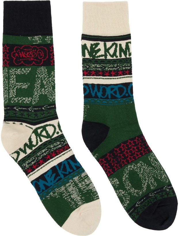 Photo: sacai Green & Beige Eric Haze Edition Stripe Socks