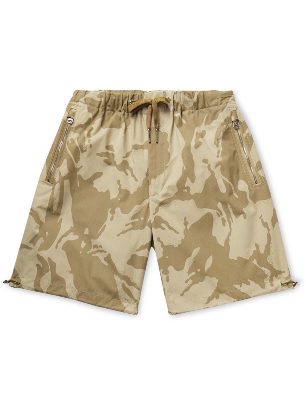 Photo: MONCLER - Camouflage-Print Cotton-Ripstop Drawstring Bermuda Shorts - Neutrals - IT 52