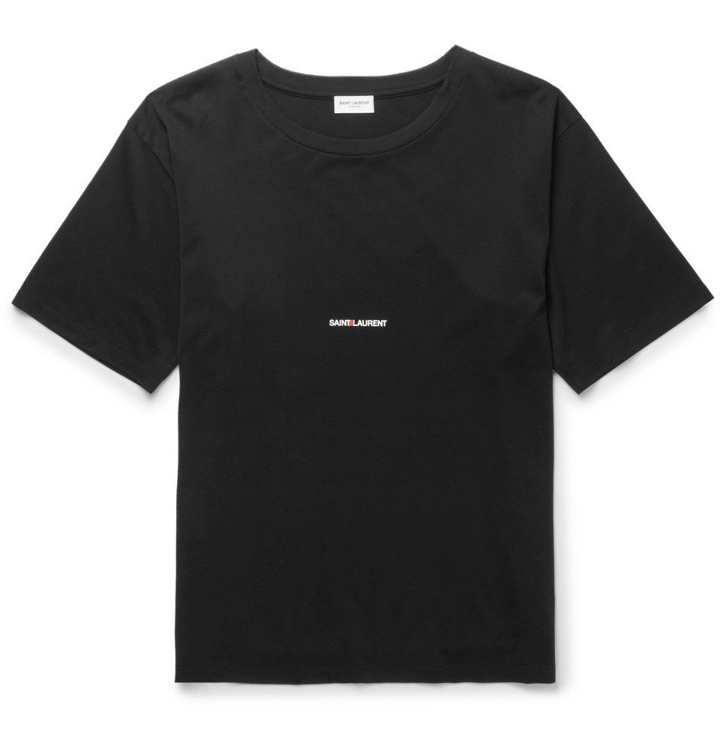 Photo: Saint Laurent - Slim-Fit Printed Cotton-Jersey T-Shirt - Black