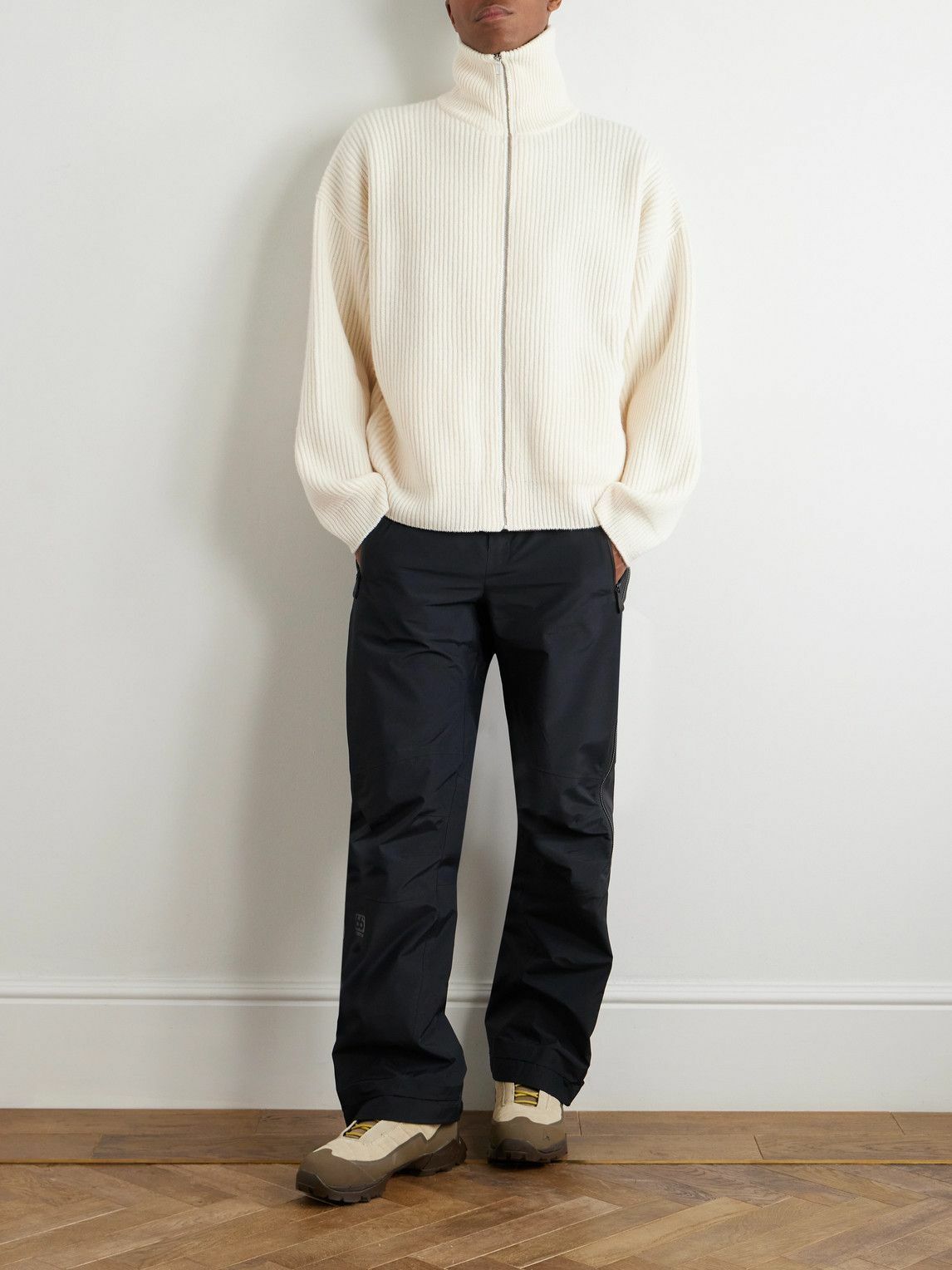 66 North - Vonarstræti Ribbed Boiled-Wool Zip-Up Cardigan - White