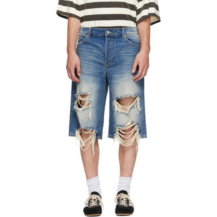 Photo: COÛT DE LA LIBERTÉ Blue Zander Crispy Baggy Denim Shorts