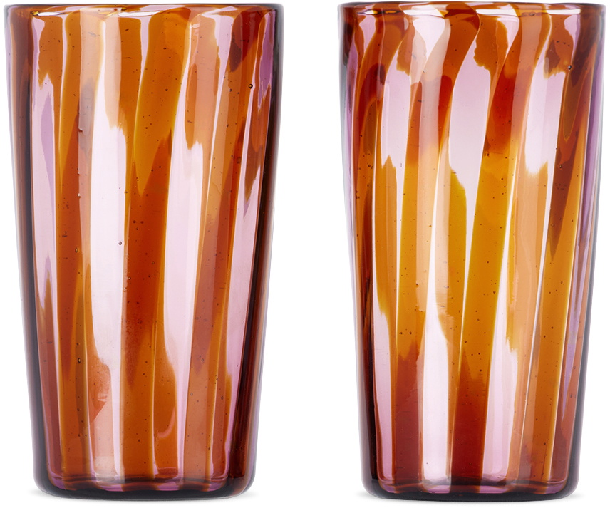 Akua Objects Brown & Pink Small Augusta Glass Set