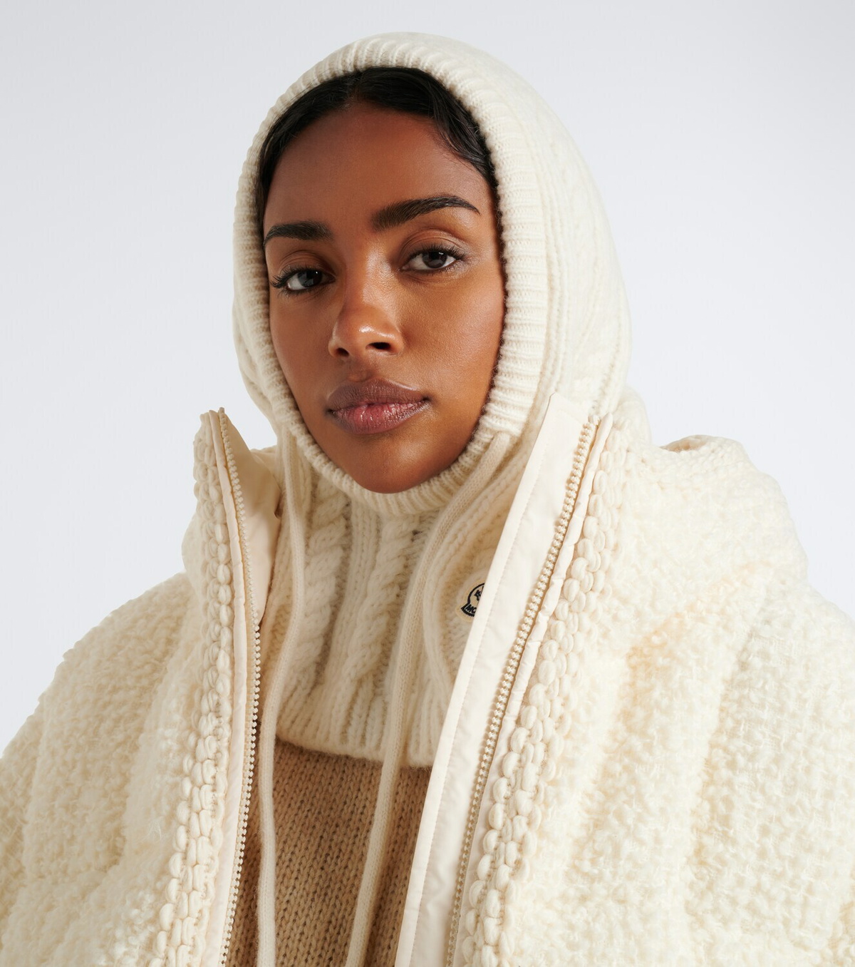 Moncler Cable-knit alpaca and wool-blend balaclava