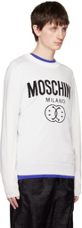 Moschino White Double Smiley Sweater