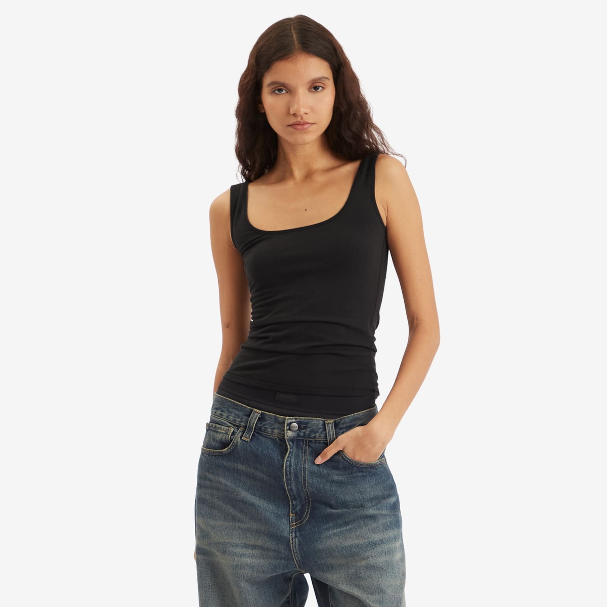 SKIMS Women's Square Neck Tank Top in Soot