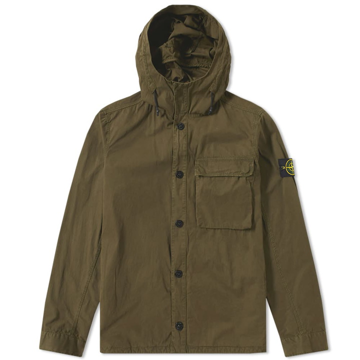 Photo: Stone Island Tela Smerigliata Garment Dyed Hooded Overshirt