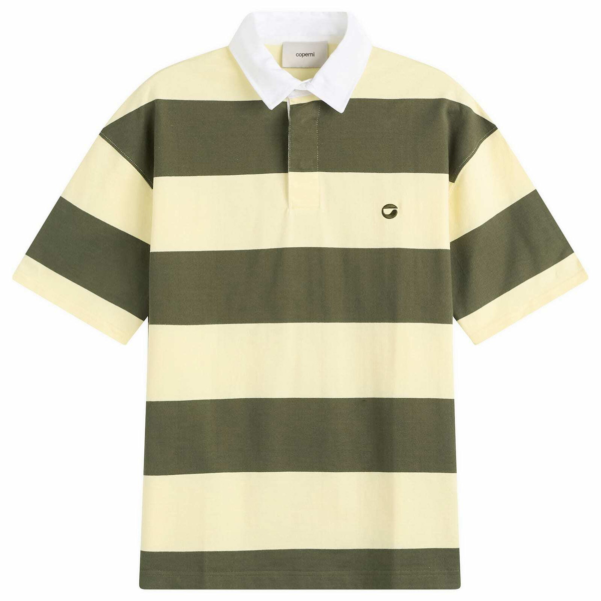 Coperni Women's Striped Polo Top in Green Yellow